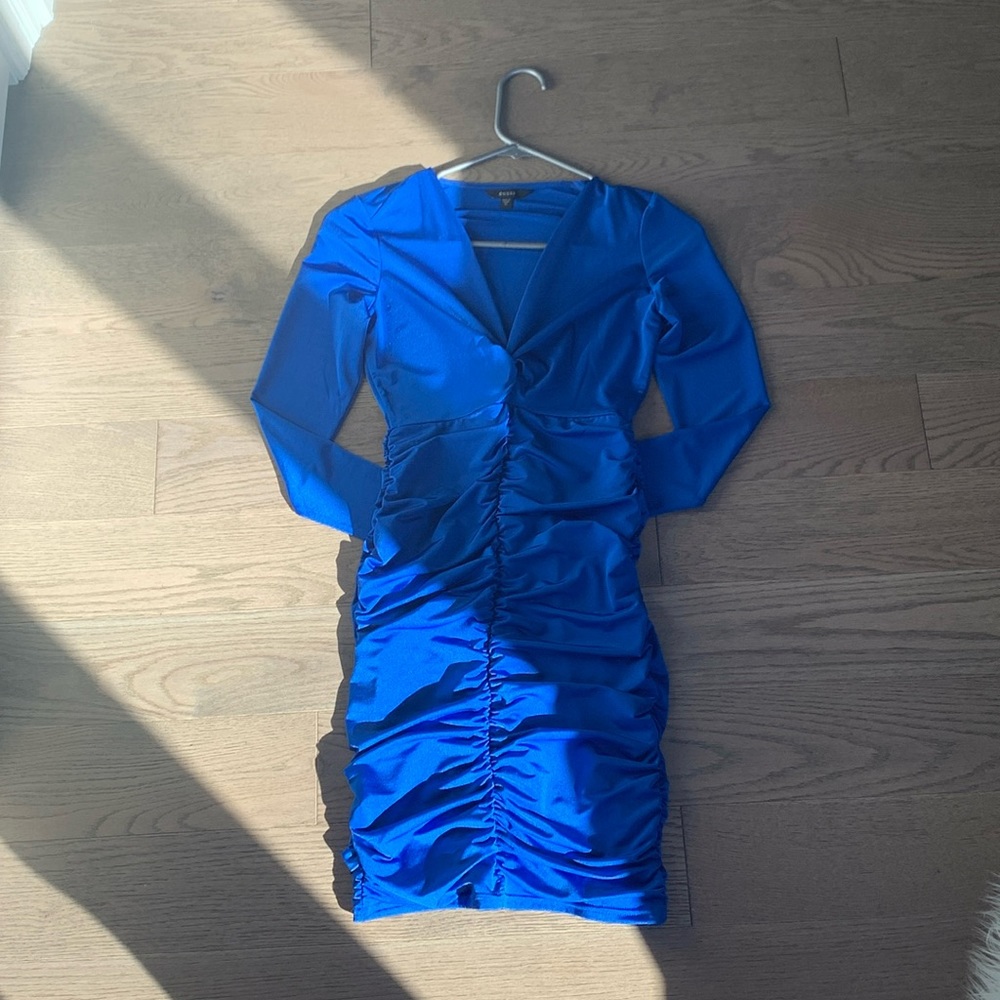 Guess V- Neck Ruched Dress